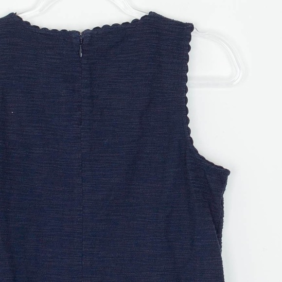 J. Crew Womens Navy Textured Scalloped Neck Sleeveless Shell Top Size S Career - Picture 7 of 8